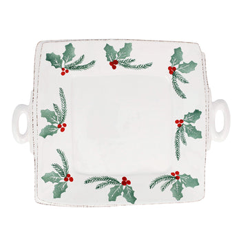 Vietri Lastra Evergreen - Handled Square Platter